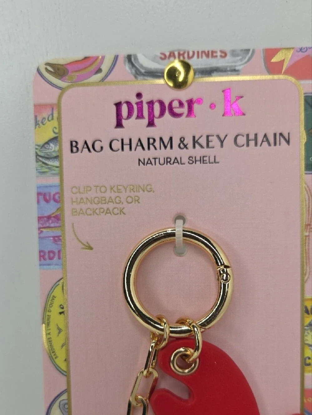 🦀▪️Piper Red▪️ Crab Bag Charm & Key Holder with Natural Shell Accent